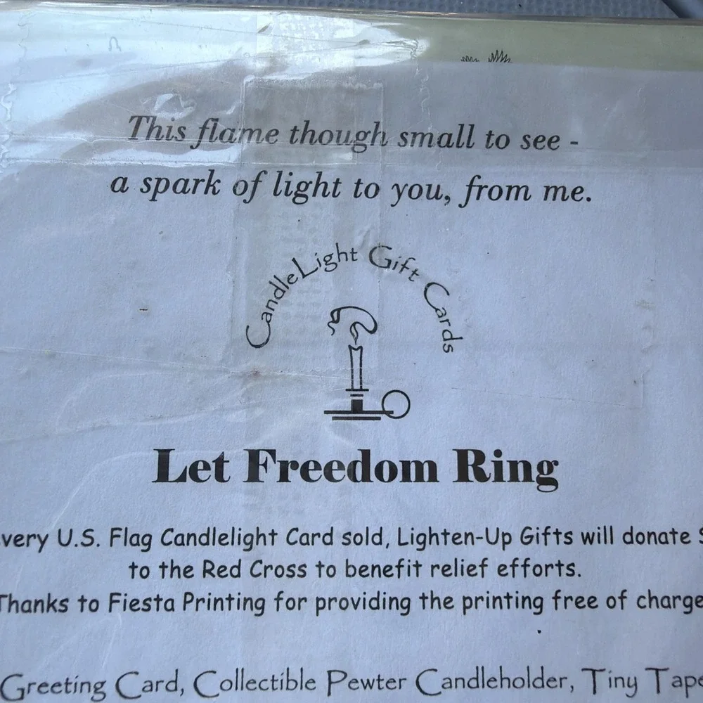 Lighten-Up Gifts Pewter Flag VTG Candle Holder Card 4 Candles 